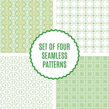 Vector set of four seamless vintage patterns. Stock Illustration