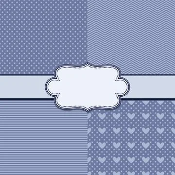 Vector set of four simple textures and vintage ribbon Stock Illustration