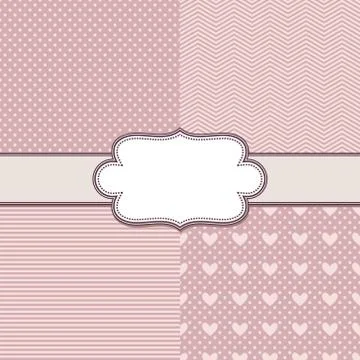 Vector set of four simple textures and vintage ribbon Stock Illustration