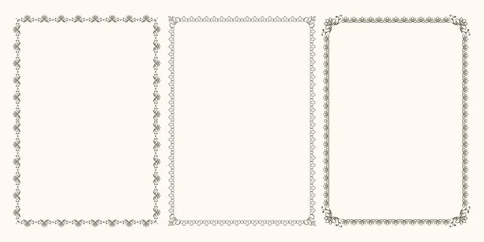 Vector set of frames with lotus silhouette Stock Illustration