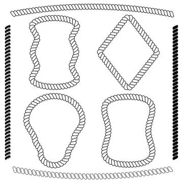 Vector set of frames rectangular shape, simulating nautical rope Illustrazione stock