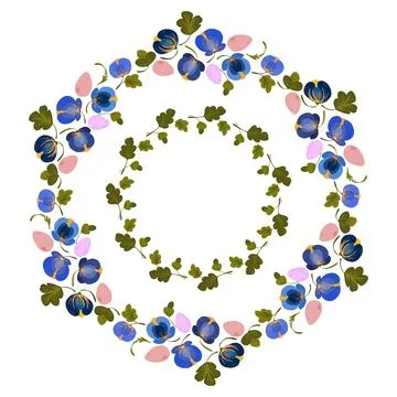 Vector set of frames stylized folk art flowers and leaves, spring motifs, Eas Stock Illustration