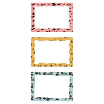 Vector set of frames with vintage icons Illustrazione stock