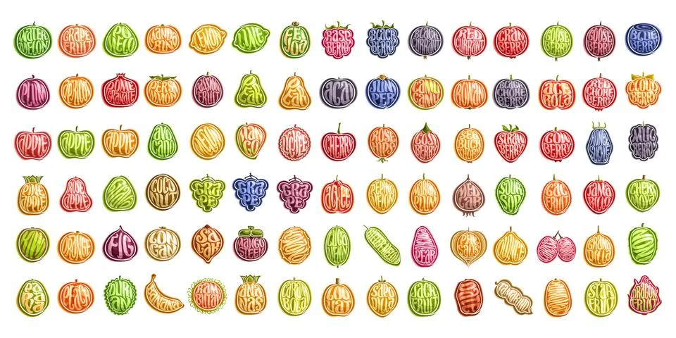 Vector set of fresh Fruits Stock Illustration