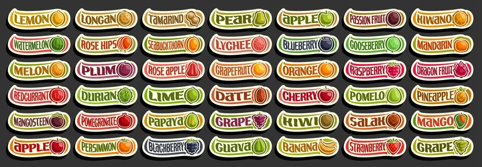 Vector set of fresh Fruits Stock Illustration