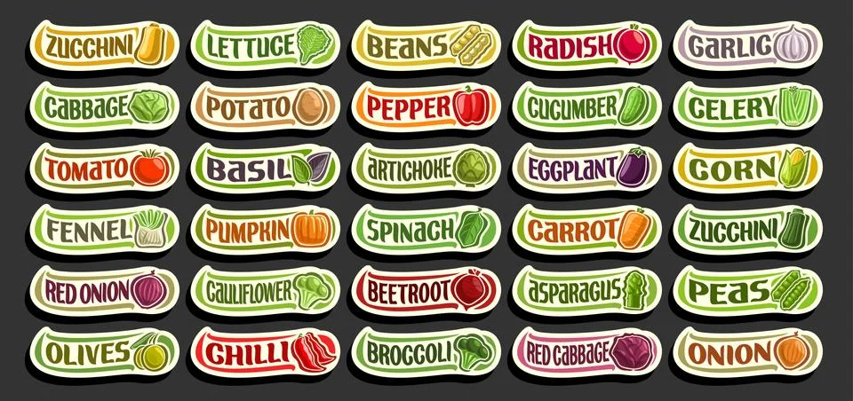 Vector set of fresh Vegetables Stock Illustration