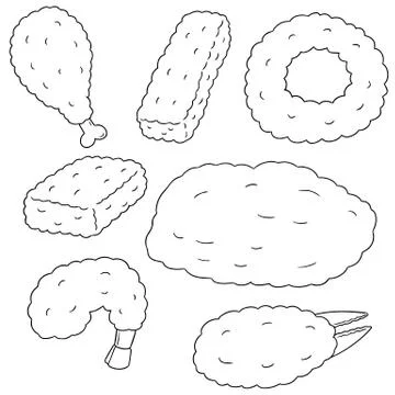 Vector set of fried food Stock Illustration