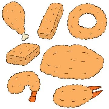 Vector set of fried food Stock Illustration