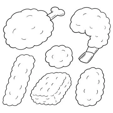 Vector set of fried food Stock Illustration
