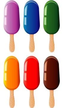 Vector set of fruit and chocolate colorful popsicles Stock Illustration