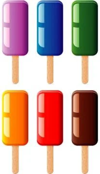 Vector set of fruit and chocolate colorful popsicles Stock Illustration