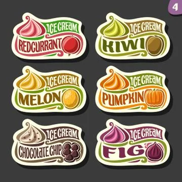 Vector set of fruit Ice Cream Stock Illustration