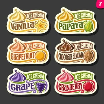 Vector set of fruit Ice Cream Stock Illustration