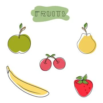 Vector set of fruit icons. Stock Illustration