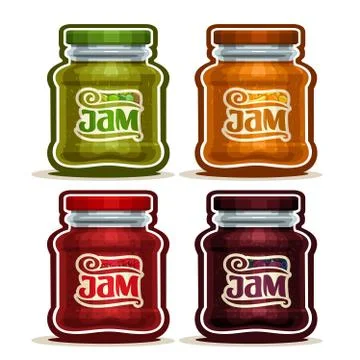 Vector set of Fruit Jam Stock Illustration