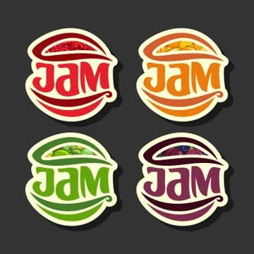 Vector Set of Fruit Jam Labels Stock Illustration