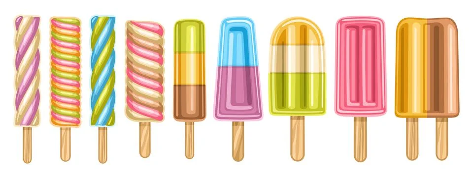 Vector set of Fruit Popsicle Stock-Illustration