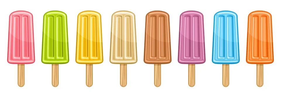 Vector set of Fruit Popsicle Stock Illustration