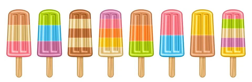 Vector set of Fruit Popsicle Stock Illustration