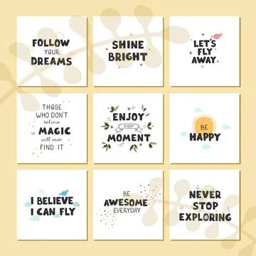 Vector set with fun hand drawn nursery posters with lettering Stock Illustration