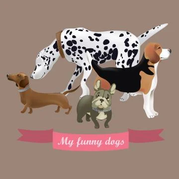 Vector set of funny cartoon dogs Stock Illustration