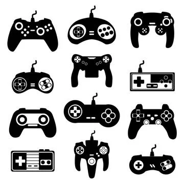 Vector set of gadgets, consoles and playing devices for computer video games Stock Illustration