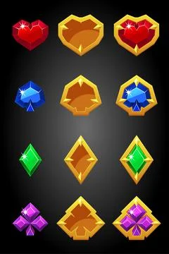 Vector set of game card suits icons constructor. Stock Illustration