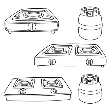 Vector set of gas stove Stock Illustration