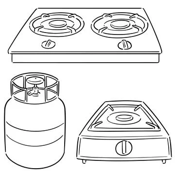 Vector set of gas stove Illustrazione stock