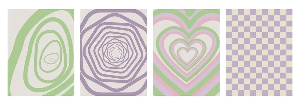 Vector set with geometric backgrounds. Stylish hypnotic pattern. Illustration Stock Illustration