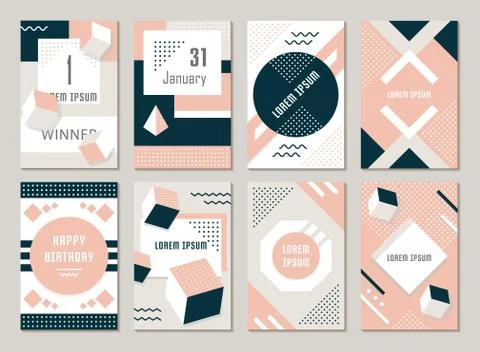 Vector Set Geometric Pattern, Flyers and Banners 스톡 일러스트