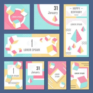 Vector Set Geometric Pattern, Flyers and Banners Stock Illustration
