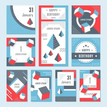 Vector Set Geometric Pattern, Flyers and Banners Illustrazione stock