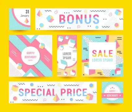 Vector Set Geometric Pattern, Flyers and Banners Stock Illustration
