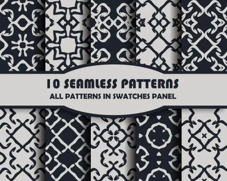 Vector set of geometric seamless patterns for design Illustrazione stock
