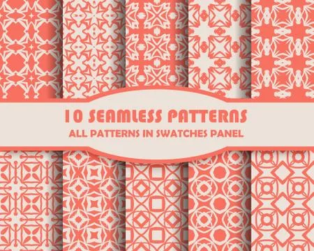 Vector set of geometric seamless patterns for design Stock Illustration