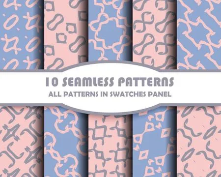 Vector set of geometric seamless patterns for design 스톡 일러스트