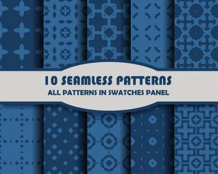Vector set of geometric seamless patterns for design 스톡 일러스트