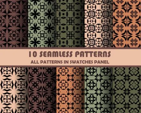Vector set of geometric seamless patterns for design Stock Illustration