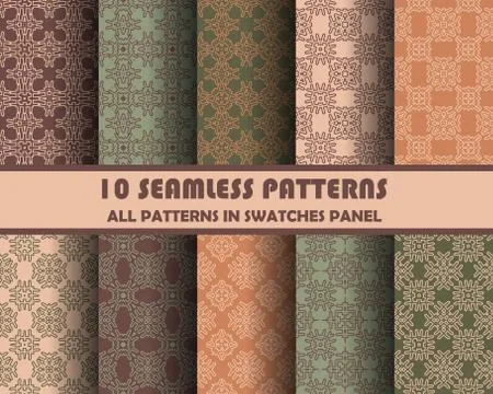 Vector set of geometric seamless patterns for design Stock Illustration