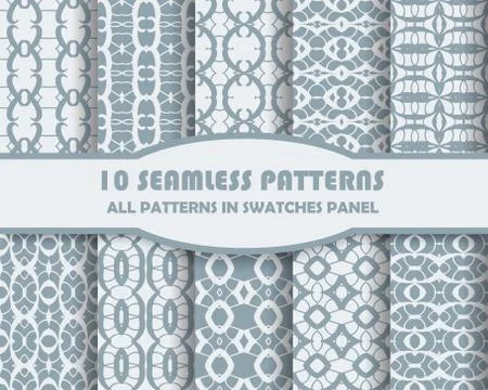 Vector set of geometric seamless patterns for design Stock Illustration