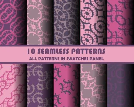 Vector set of geometric seamless patterns for design Stock Illustration