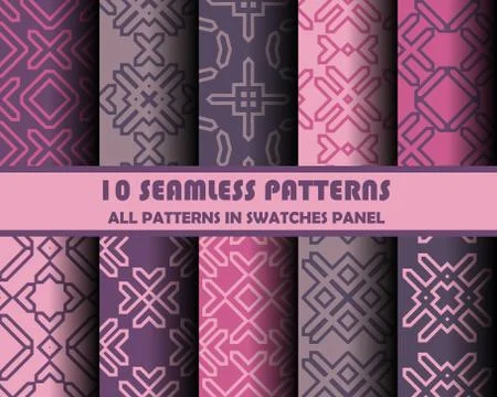 Vector set of geometric seamless patterns for design Stock Illustration