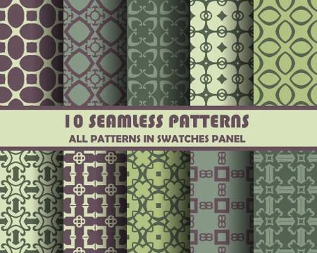 Vector set of geometric seamless patterns for design Stock Illustration