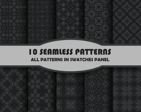 Vector set of geometric seamless patterns for design Stock Illustration