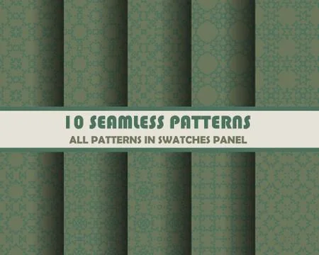 Vector set of geometric seamless patterns for design 스톡 일러스트