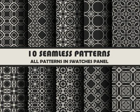 Vector set of geometric seamless patterns for design Illustrazione stock