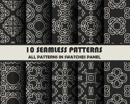 Vector set of geometric seamless patterns for design Stock Illustration