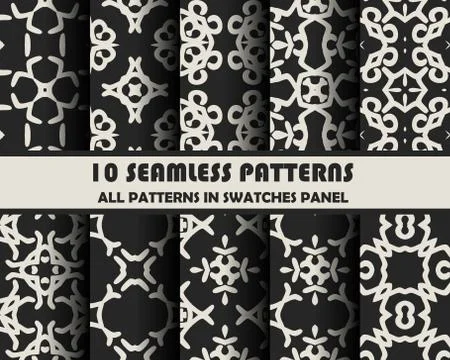 Vector set of geometric seamless patterns for design 스톡 일러스트
