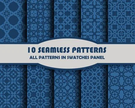 Vector set of geometric seamless patterns for design Stock Illustration